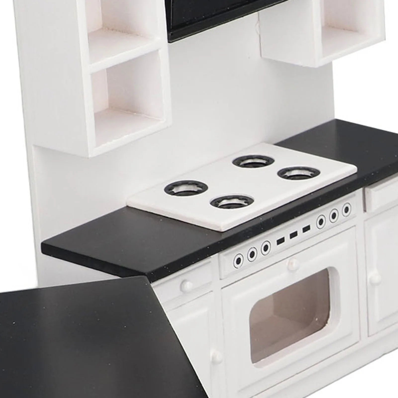 Dollhouse Kitchen Cabinet Set 1/12 Birch Wood Miniature Bar Counter for Dolls House Decoration Dollhouse Kitchen Cabinet Set