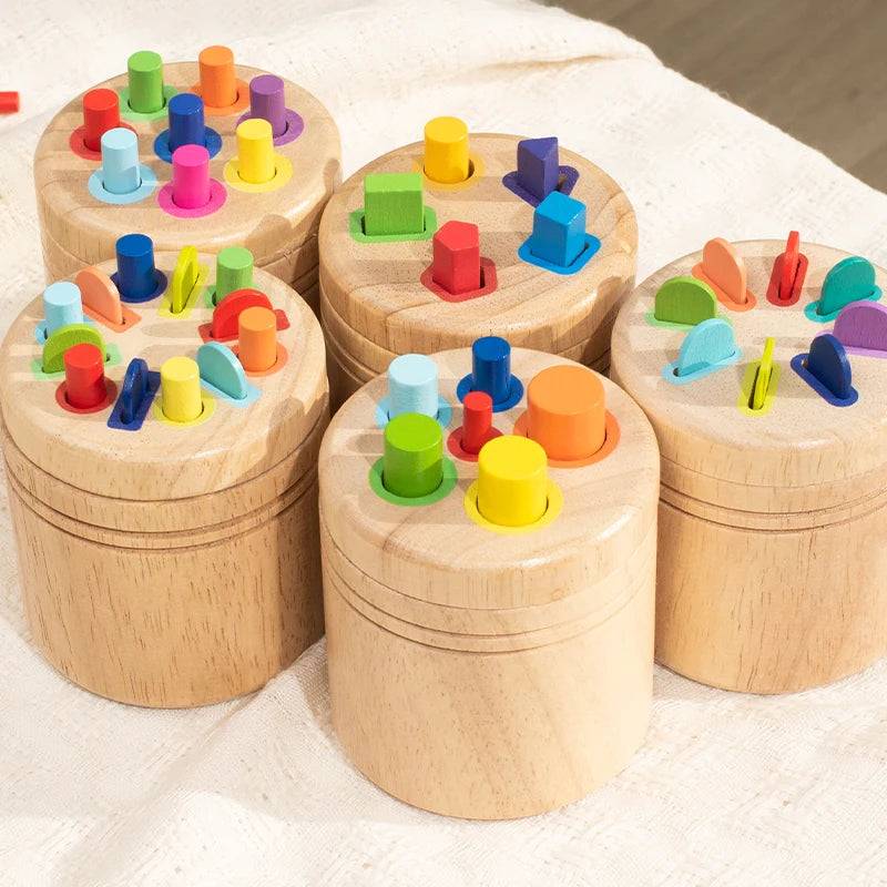 Children's Wooden Color Shape Classification Cup Geometric Cognition Matching Game Teaching Aid Educational Toys For Kids Gifts