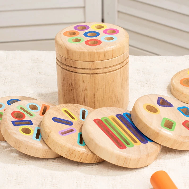 Children's Wooden Color Shape Classification Cup Geometric Cognition Matching Game Teaching Aid Educational Toys For Kids Gifts