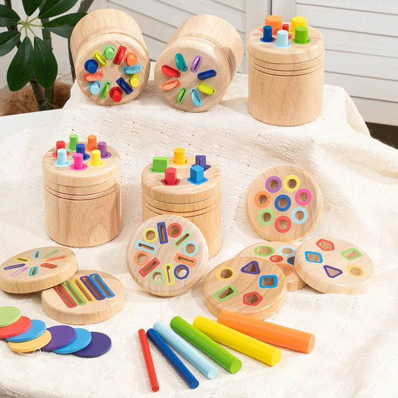 Children's Wooden Color Shape Classification Cup Geometric Cognition Matching Game Teaching Aid Educational Toys For Kids Gifts
